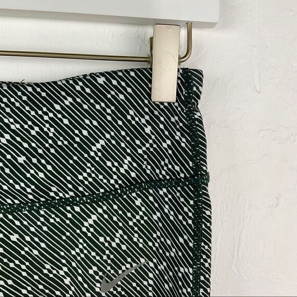 Nike Olive Green White Dri-Fit Striped Cropped Legging Small - Picture 2 of 6